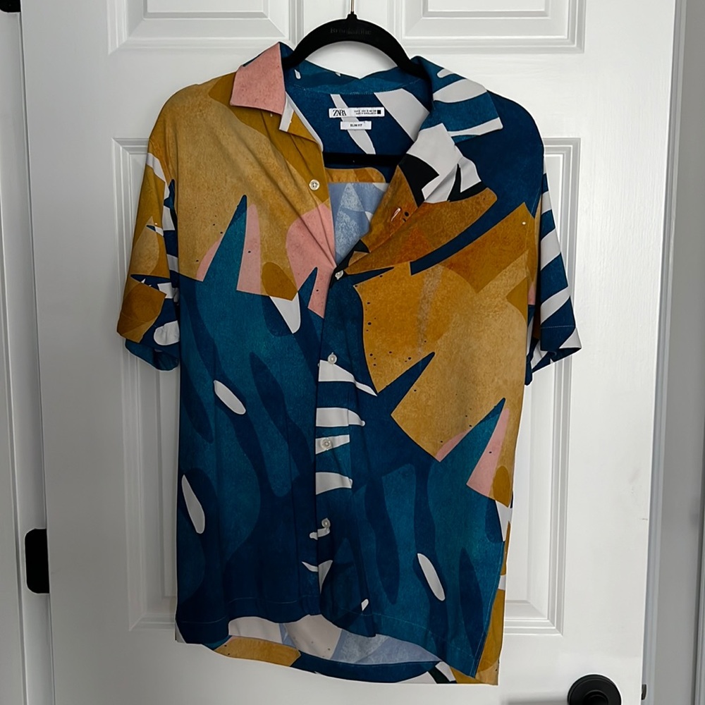 Tropical print Zara short sleeve button down